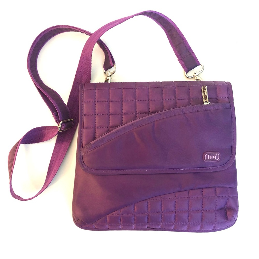 LUG Purple Quilted Nylon Crossbody Bag Purse